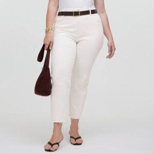 Madewell Jeans Womens The '90s Straight Crop Raw Hem Title White‎ 32 NEW